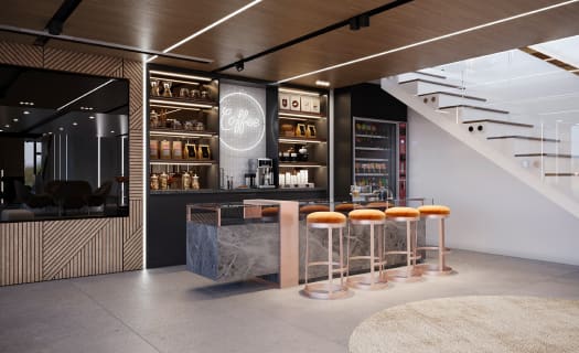 Coffee bar and staircase interior fit-out in Dubai