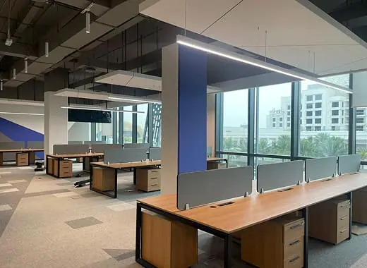 Premium office furniture and carpet flooring supplied and installed for Towofour corporate offices, Abu Dhabi