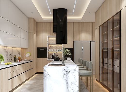 Modern kitchen redesign and renovation in Dubai by Soft Touch Interior